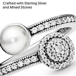 Pandora Luminous Glow Crystal Pearl ring 6 nwot